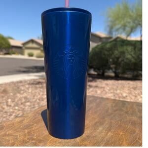 Starbucks Summer 2021 Blue Monstera Leaf Stainless Steel tumbler Venti 24oz‎